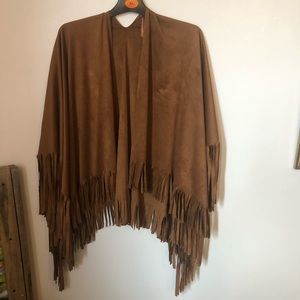 Faux Suede Fringe Shaw